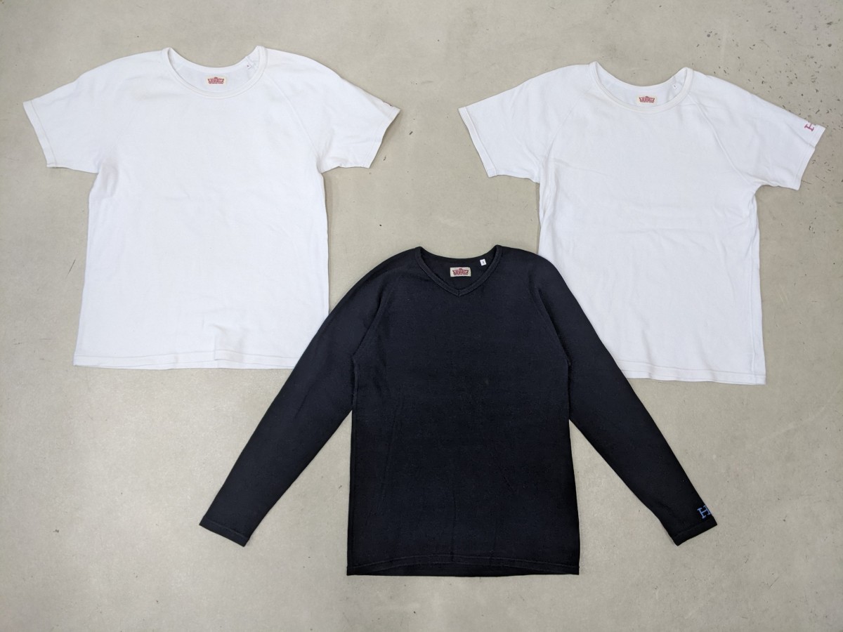 最安値，2026 4 3点セット ハリウッドランチマーケット 日本製 袖刺繍 ラグラン 半袖 長袖 Tシャツ ロンT メンズ黒3白4 黒白y410(その他)｜売買されたオークション情報、yahooの商品情報をアーカイブ公開 - オ 男性用