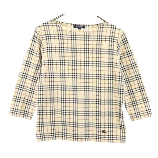 バーバリー 三陽商会 チェック 七分袖 Tシャツ 40 ベージュ系 BURBERRY 
