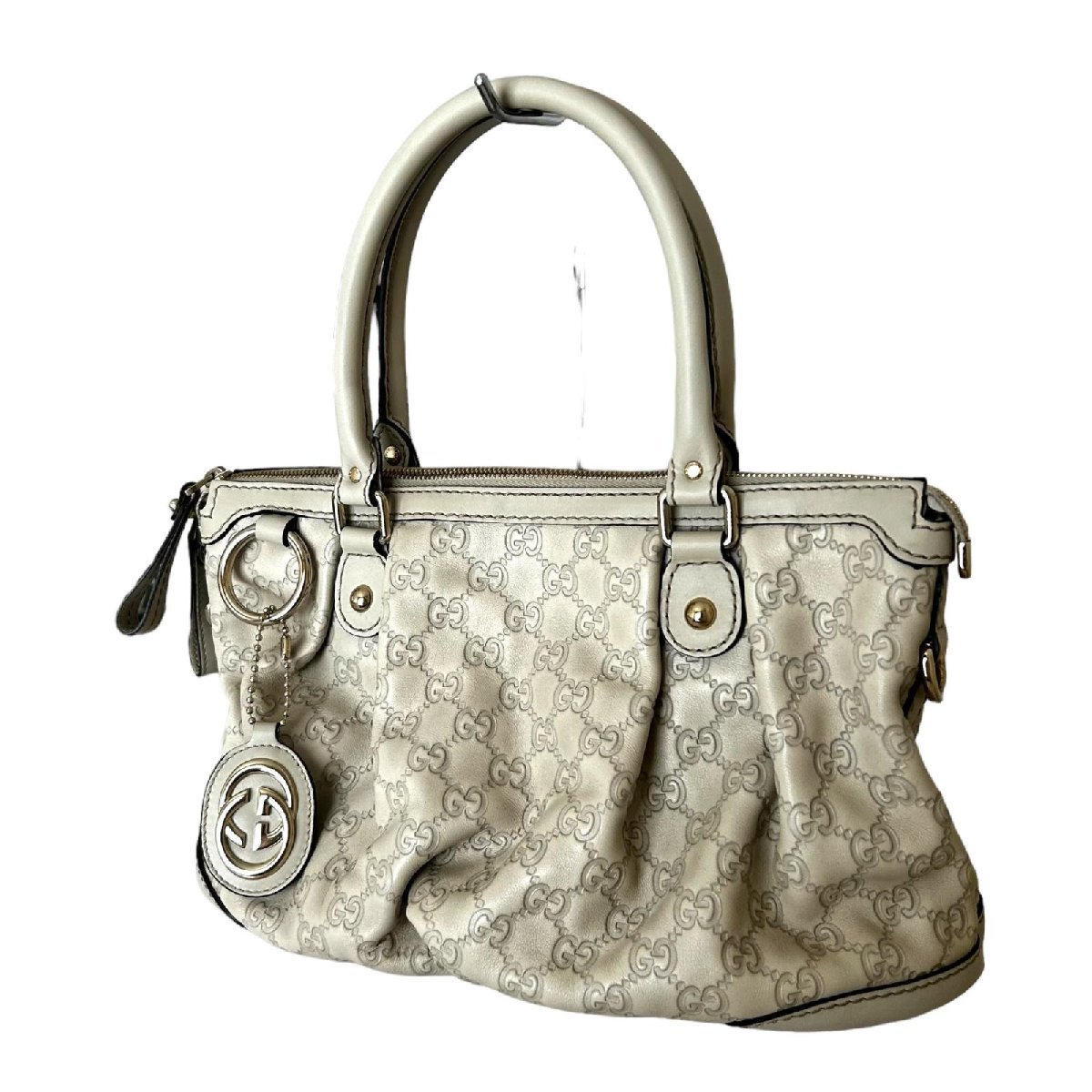 1円 □美品□ GUCCI グッチ 203257 GGクリスタル PVC×レザー クロス