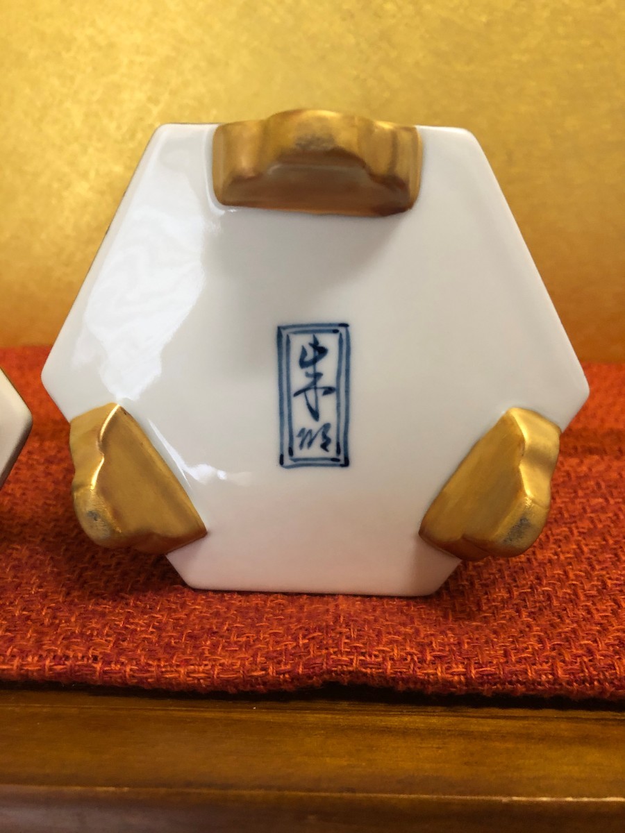 美品】藤井朱明 香炉 六角 雪景色 壺 飾り壺 花瓶 花器 日展人気作家