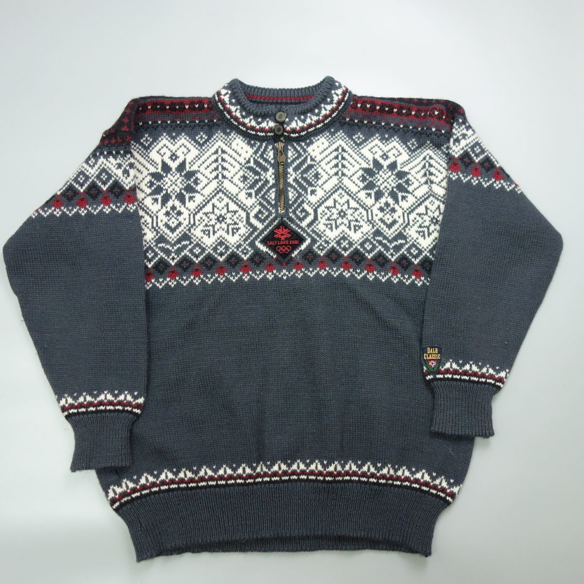 いちばん安い 90s vintage ハーフジップ 柄ニット メンズ M 日本製 