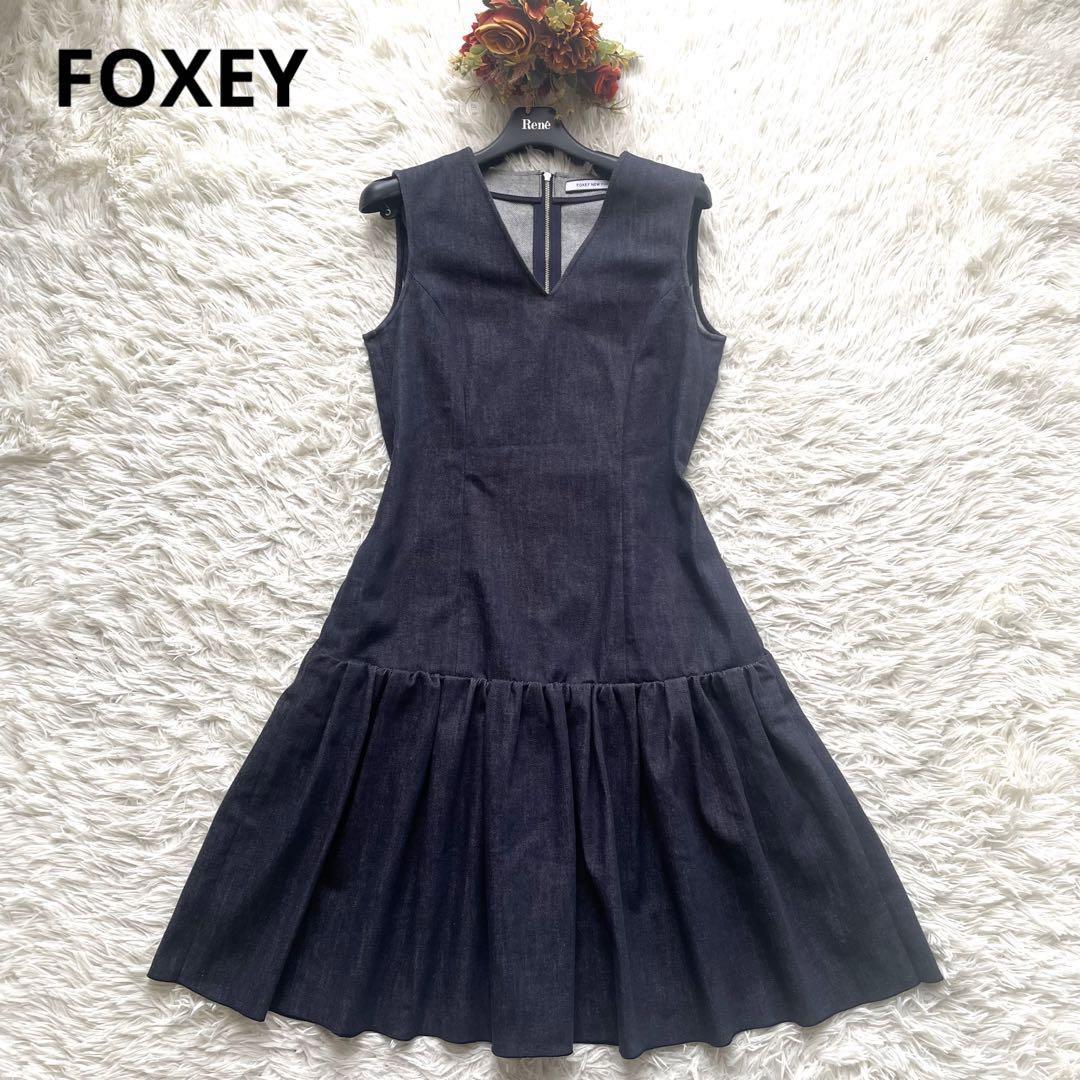 希少サイズ卍 FOXEY NEW YORK　フォクシー　デニムライクワンピース　ノースリーブ
