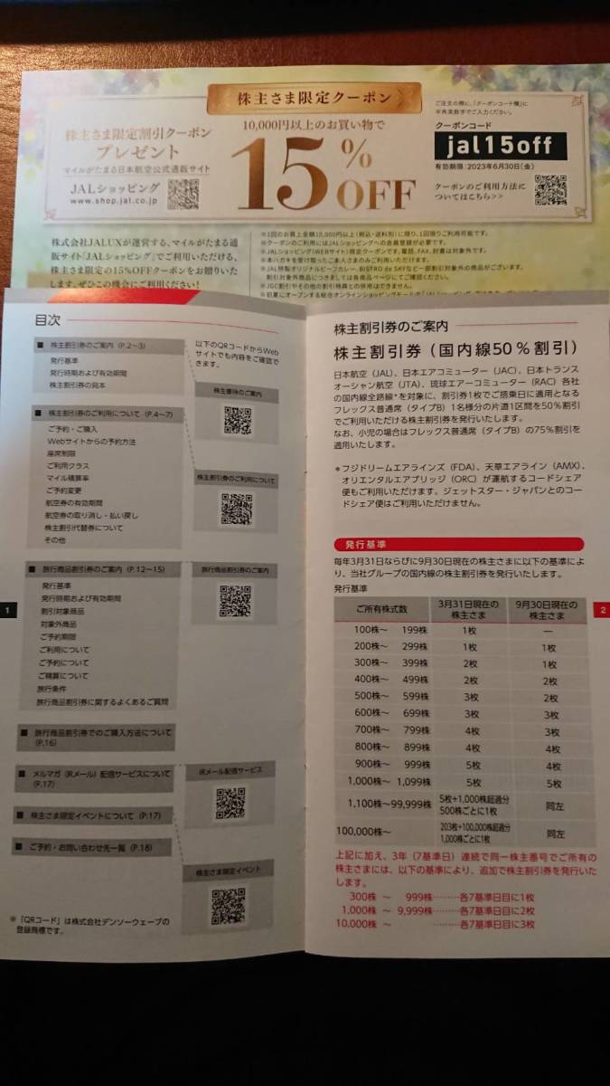 ★JAL日本航空 株主割引券 ３枚 2024年11月30日まで有効　他　海外　国内旅行商品割引券　など_5