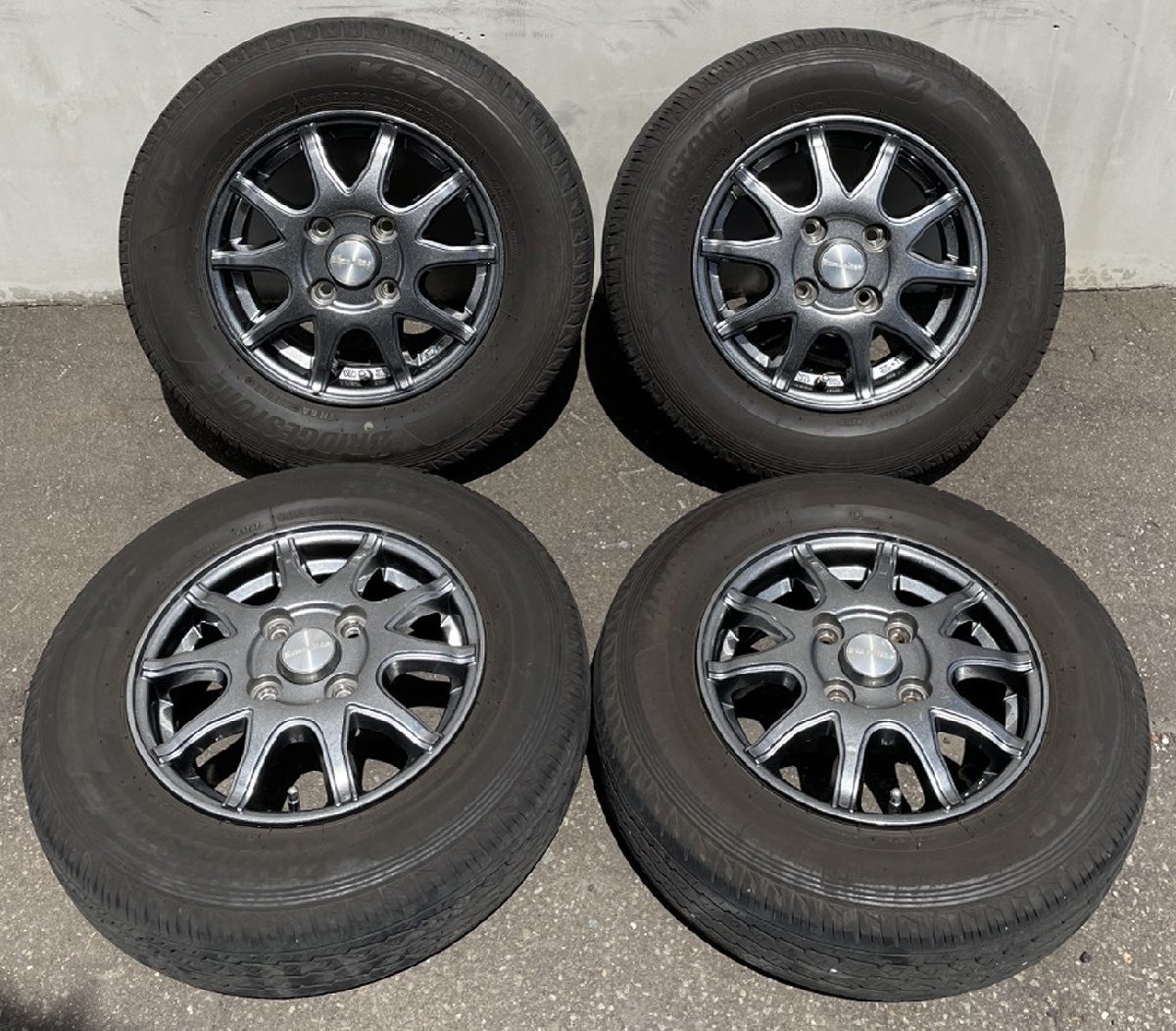軽トラ 軽四 タイヤホイールセット 低い ◇送料込み◇ 軽自動車用 14インチ 新品ホイール４本 ブラック&レッド