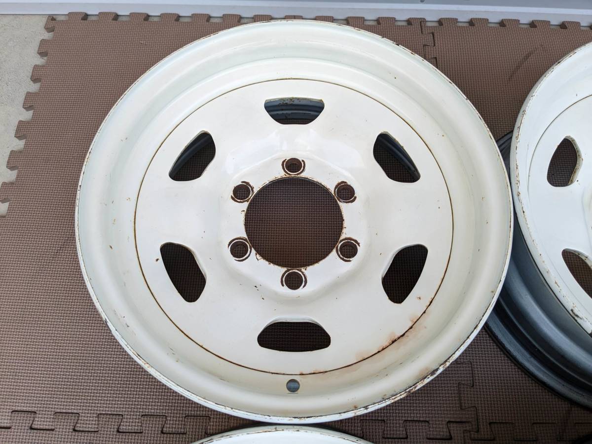 中古】ランクル40・60用純正ホイール(ナロー/6j) ホワイト 4本セット 