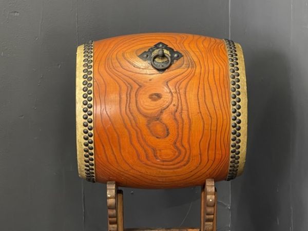 手渡し歓迎 岡田屋布施 和太鼓 長胴太鼓 宮太鼓 台座付き 約 39×48×39