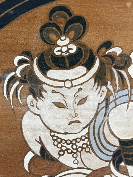 無銘無落款 作者不明「稚児毘沙門天」木 板額 肉筆 日本画 仏画仏教