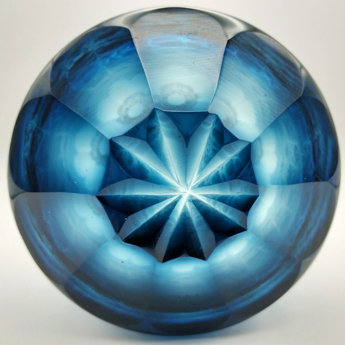 ☆美品☆薩摩切子 八角籠目紋 徳利 藍（切子、江戸切子、薩摩切子