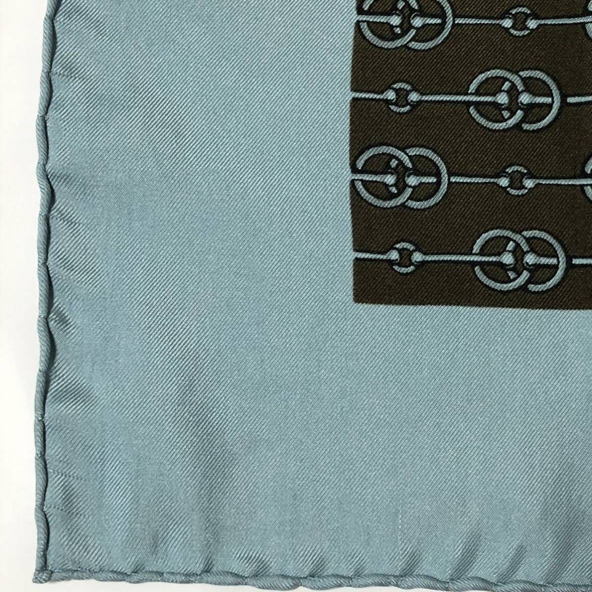 □美品□HERMES エルメス カレ45 プチカレ 金具柄 ミニスカーフ シルク