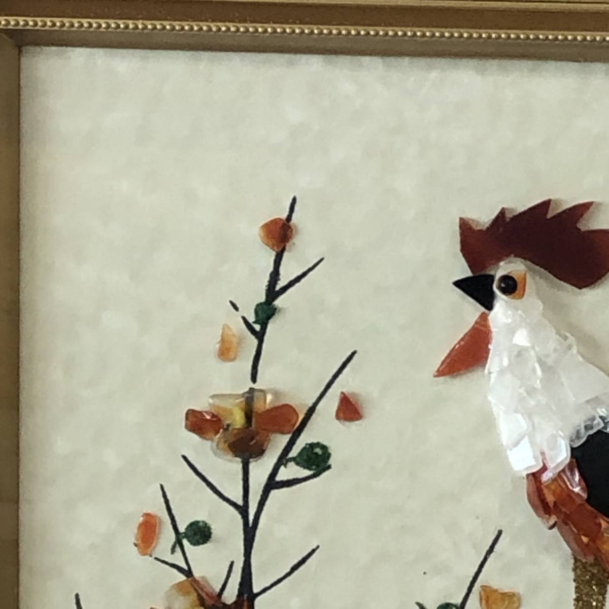 貴石画 「尾長鳥」 山梨貴石画美術工芸協会認定品 (FC2X014Z001HK 