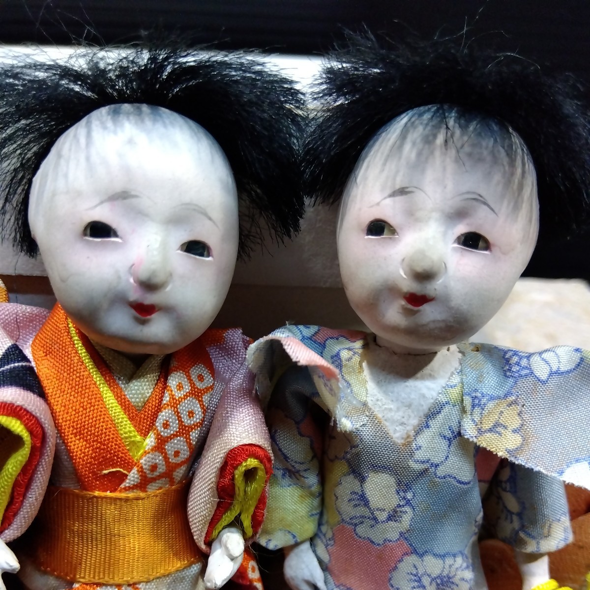 戦前 古い 豆市松人形 まとめて 豆抱き人形 市松人形 ミニチュア 縮緬  