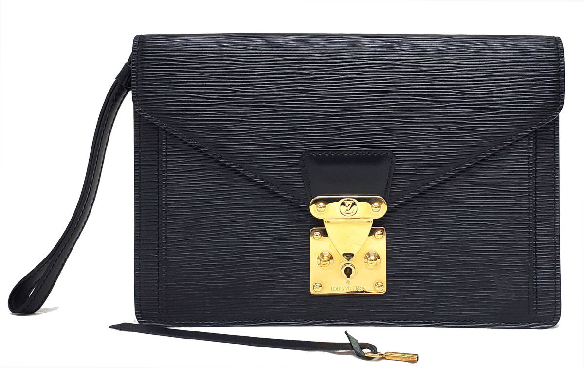 D-1352◆極美品【ルイヴィトン】エピ セリエドラゴンヌ M52612◆セカンド クラッチバッグ ノワール 黒 メンズ