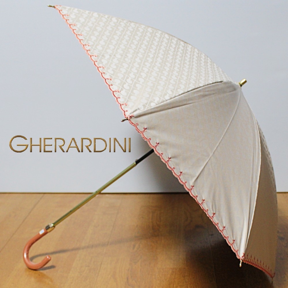 美品芦屋ロサブランRose Blanc日傘遮光率100%フリルバンブー持ち手