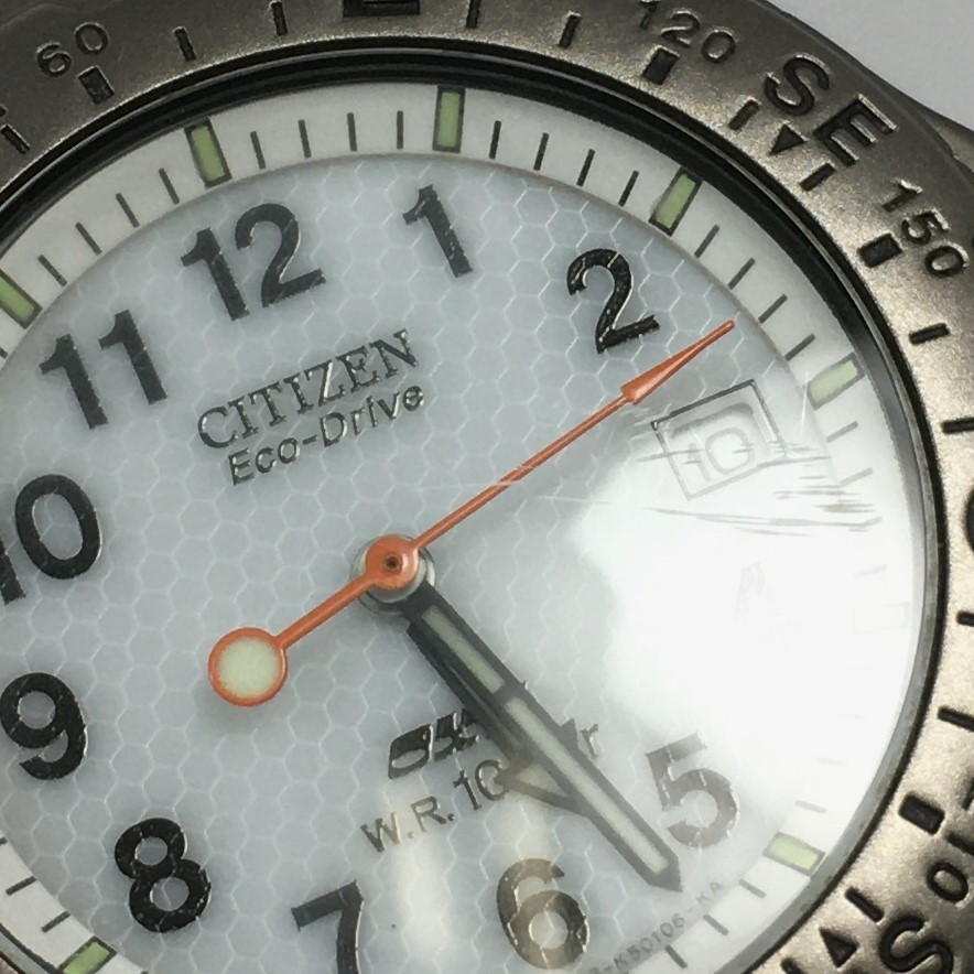 シチズン オキシー 7873-K16288 エコ ドライブ ホワイト 文字盤 デイト ソーラー メンズ 腕時計 稼働品 CITIZEN OXY ...