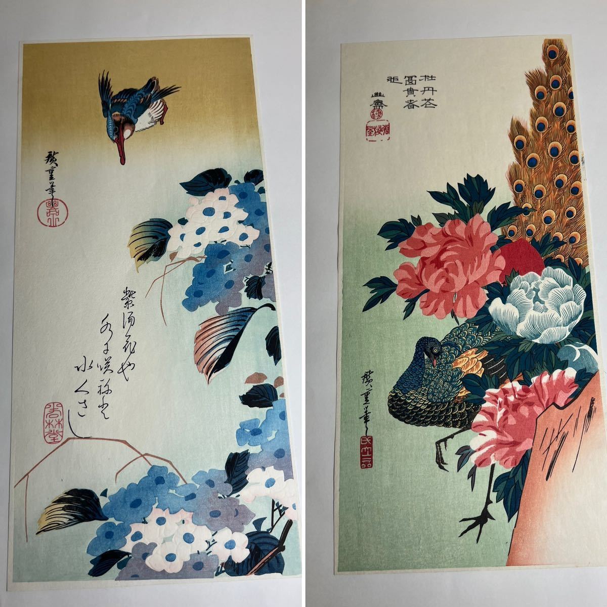 椿 浮世絵 鳥 花鳥版画 椿に白頭図 Kacho-Hanga Tsubaki ni