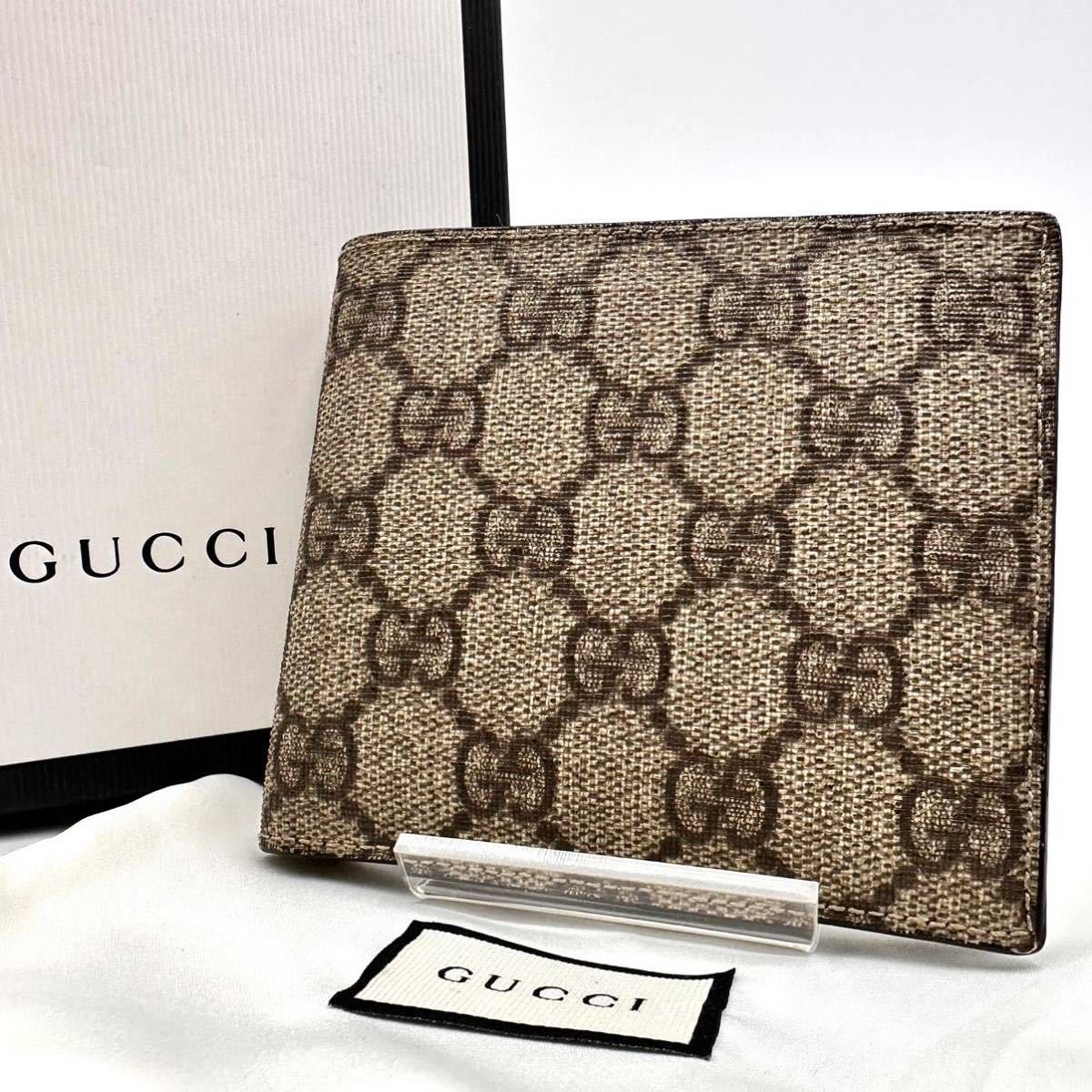 791【極上美品】GUCCI グッチ 折り財布 二つ折り GGスプリーム 総柄 ロゴ 型押し PVC レザー 本革 メンズ 118379 GUCCI グッチ 二つ折り財布 ☆送料・関税込☆Gucci☆GG ウォレット 財布・小物日本限定