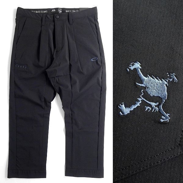 ■OAKLEY オークリー スカル 定1.3万 軽量撥水ナイロン ストレッチ アンクルパンツ スラックス ゴルフウェア FOA403505 33 ▲027▼bus1524a