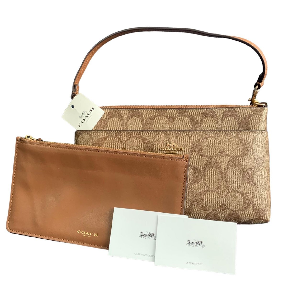 未使用 COACH コーチ ショルダーポーチ シグネチャー F65806 PVC ベージュ系