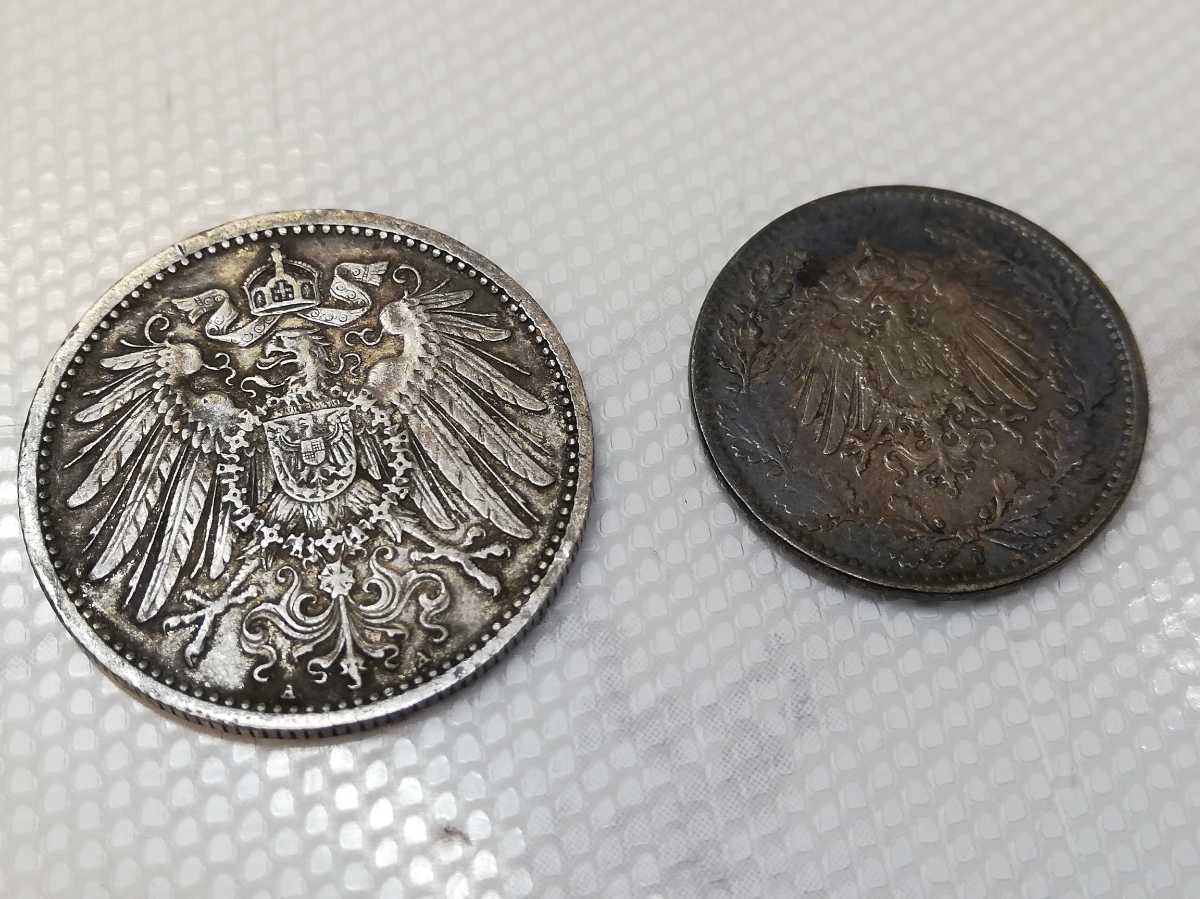 33609-2〔自宅保管品〕 ドイツ 帝国 1マルク 銀貨 1905＆1/2マルク
