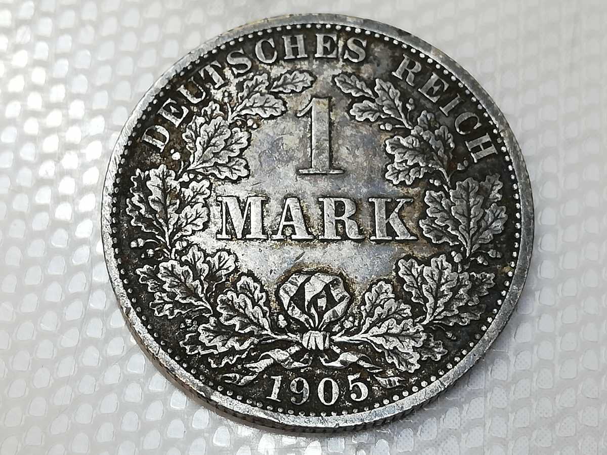 33609-2〔自宅保管品〕 ドイツ 帝国 1マルク 銀貨 1905＆1/2マルク