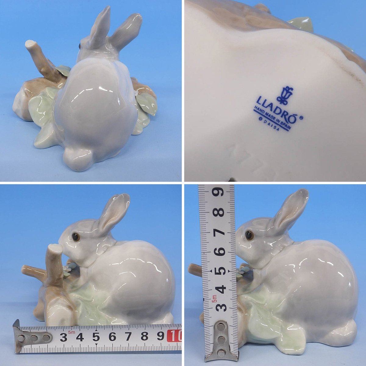 1円～おたからや◆x0029　リヤドロ　ウサギ　3匹まとめ　フィギュリン　陶器人形　ブランド西洋置物【1匹耳に欠けあり】 リヤドロ 花飾りの白うさぎ LLADRO