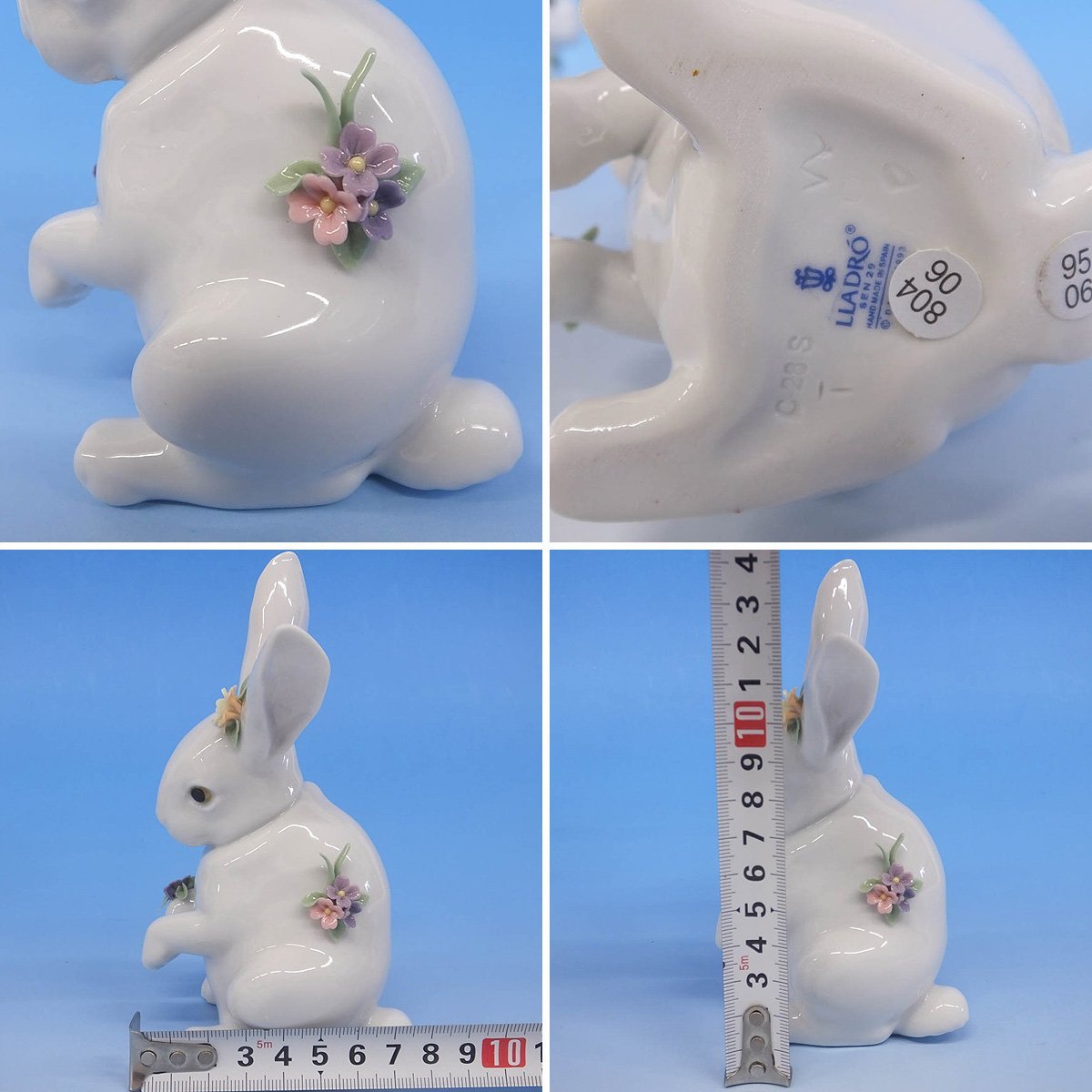 1円～おたからや◆x0029　リヤドロ　ウサギ　3匹まとめ　フィギュリン　陶器人形　ブランド西洋置物【1匹耳に欠けあり】 リヤドロ 花飾りの白うさぎ LLADRO
