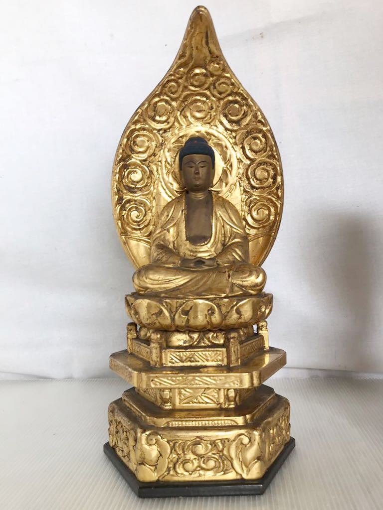 仏像 木彫 仏教美術 金彩 - 玉眼 阿弥陀如来 阿弥陀如来立像 阿弥陀 