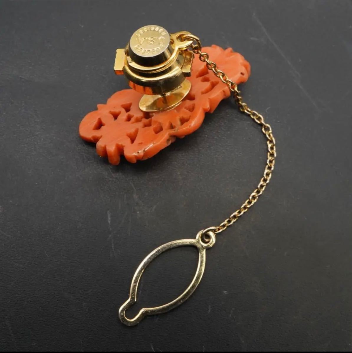 サンゴ 珊瑚 タイタック ネクタイピン K18 18金 美品‼︎赤珊瑚