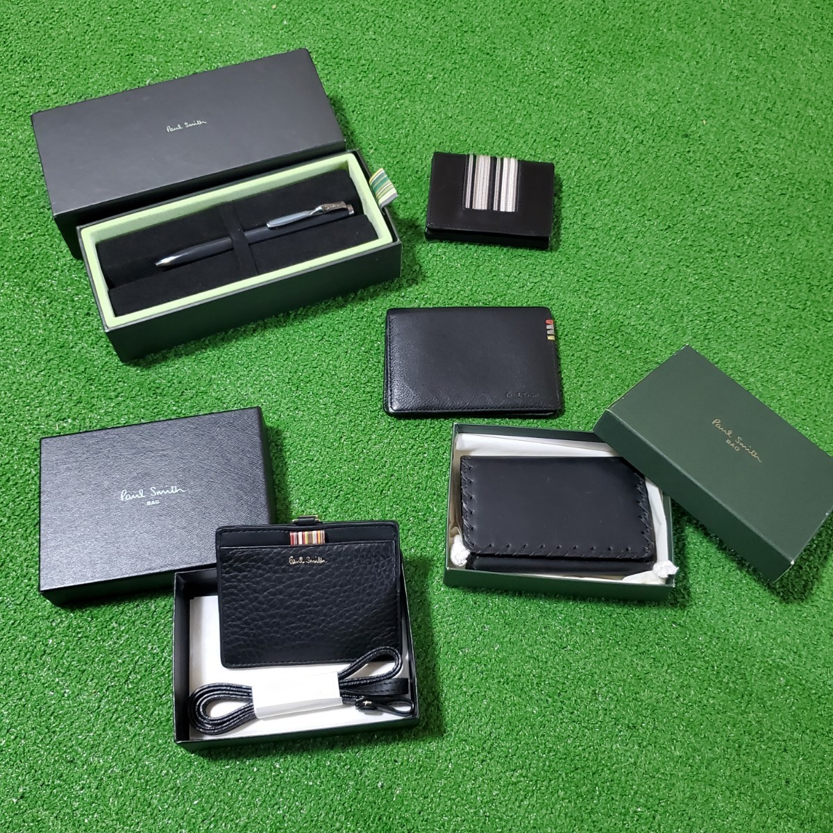 Paul Smith ポールスミス レザー カードケース ストラップ 小銭入れ ボールペン ブラック ストライプ 未使用品含む まとめ売り 服飾小物