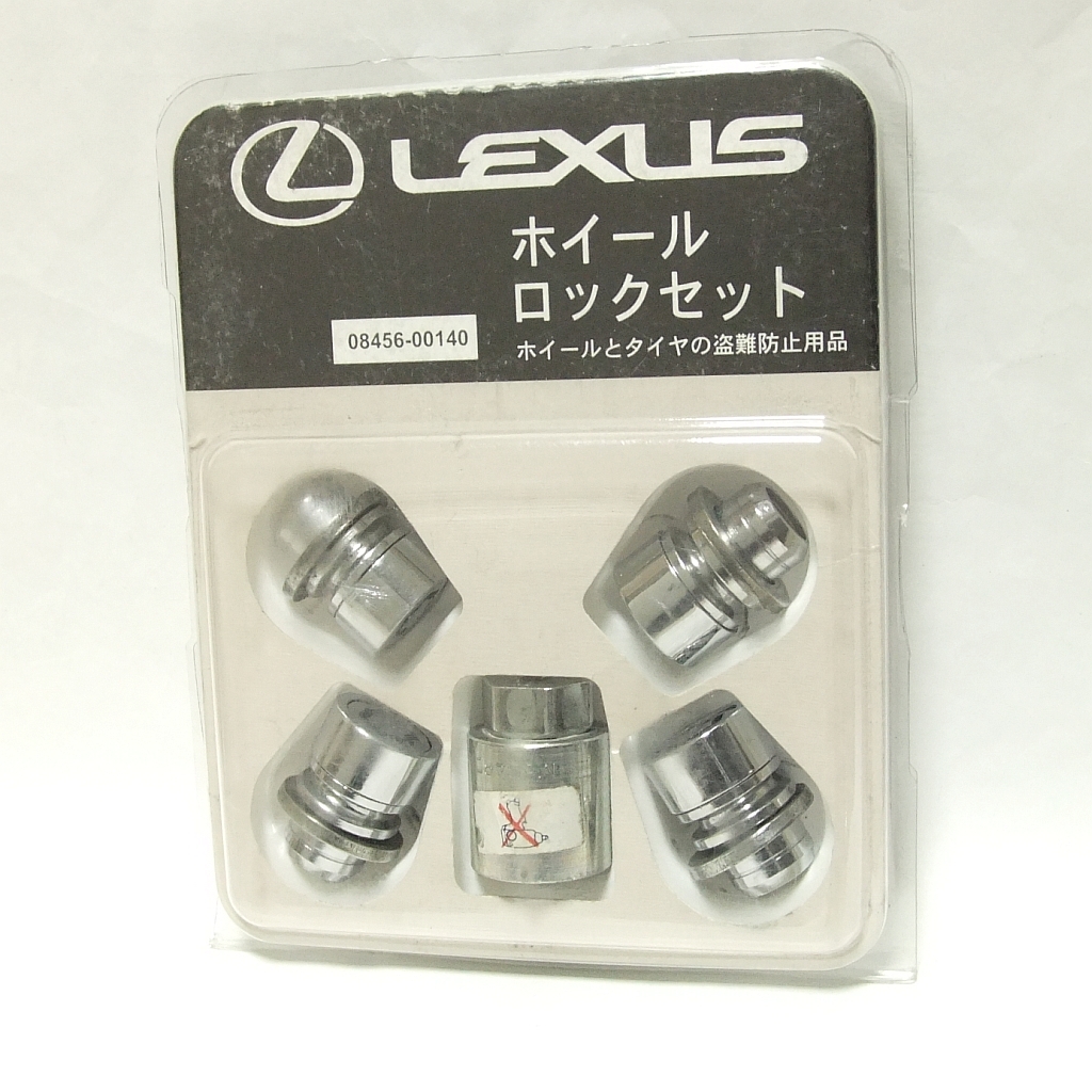 特価!★レクサス純正OP ホイールロックセット【M12×1.5 平面座/袋ナット】② 08456-00140★スピンシュラウドType◆トヨタ車も可★即決