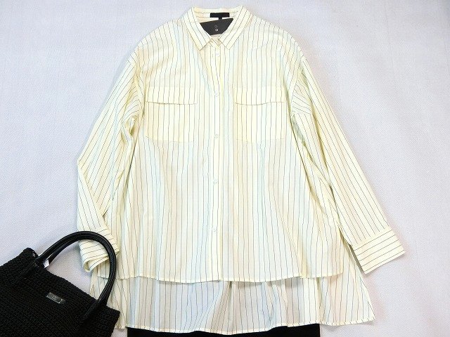■icb大きいサイズ42/13号 Tidyストライプテントシルエットブラウス/イエロー20，900円■