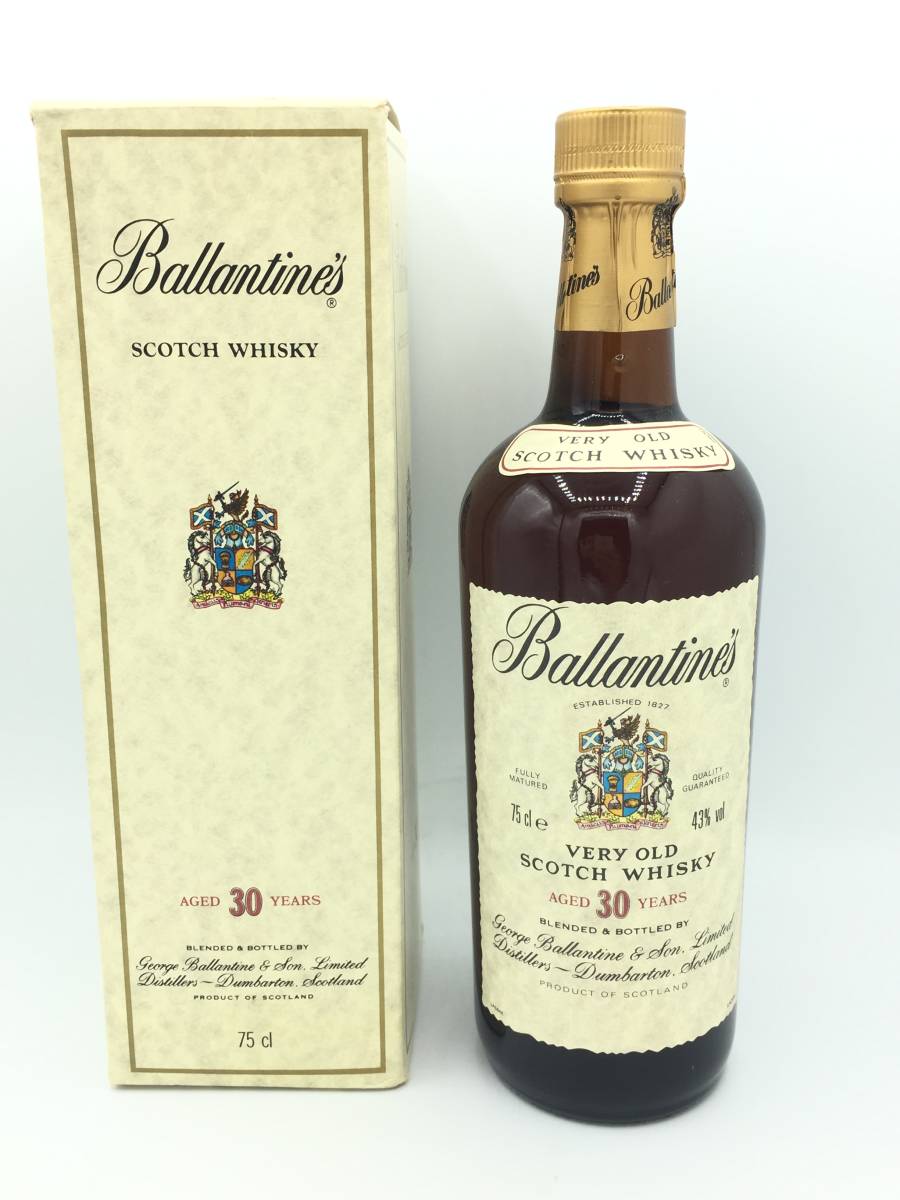 【未開封・古酒】バランタイン30年 ベリーオールド 金キャップ 青赤紋章 大黒屋☆古酒☆【未開栓】Ballantine's AGED 30 YEARS VERY OLD