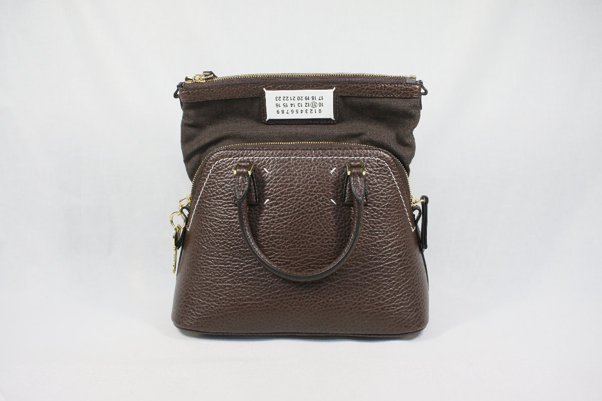 ◎ 美品 中古品 Maison Margiela メゾン マルジェラ 5AC MINI ハンドバッグ ショルダーバッグ UNI ブラウン系 保存袋付き h_b