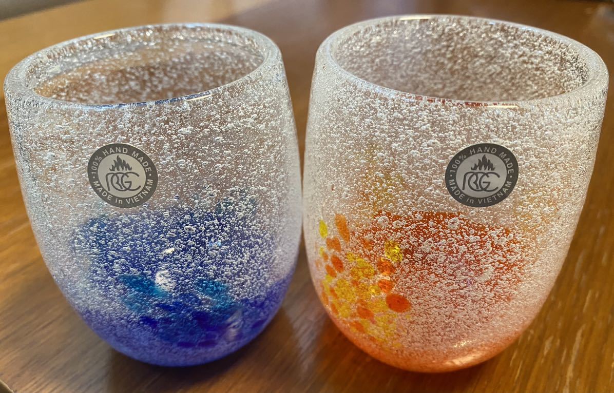 琉球ガラス 泡盛 琉球ガラス 手作り 泡花見グラス ペア 南蛮びーどろ 