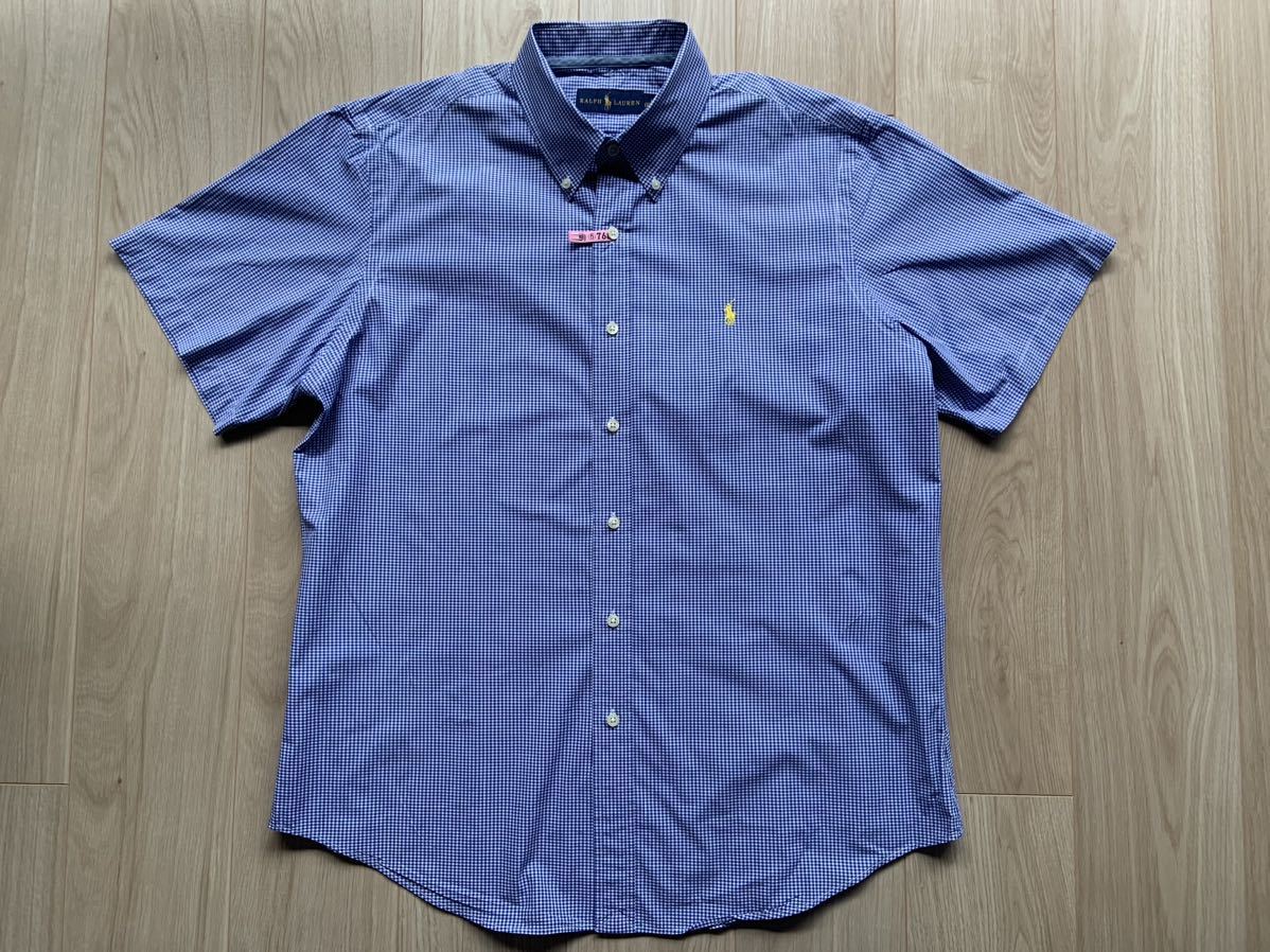 ラルフローレン◇RALPH LAUREN 半袖シャツ ボタンダウン ギンガムチェック L 180/100A