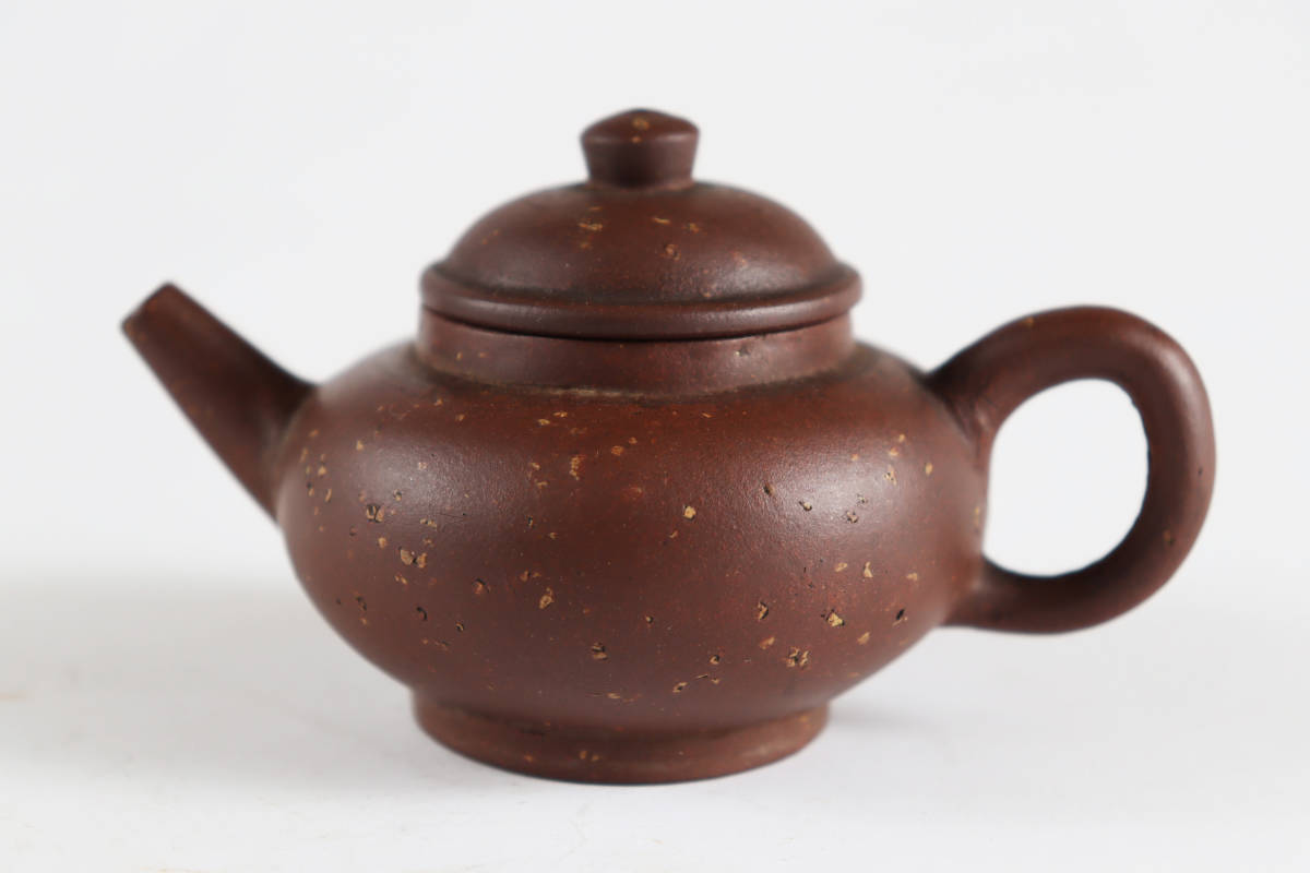 11中国古玩 唐物 朱泥 梨皮手砲口急須（煎茶壷宜興紫砂） D119