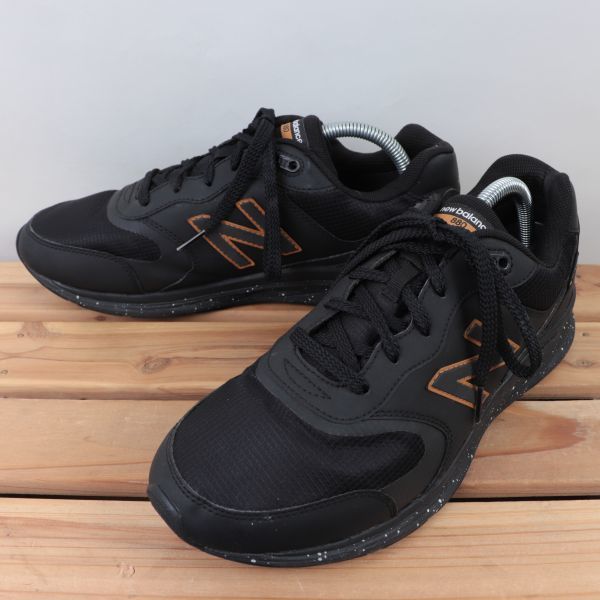 z5073【880】ニューバランス US9 27.0cm/黒 ブラック 茶 ブラウン系 newbalance メンズ スニーカー 中古