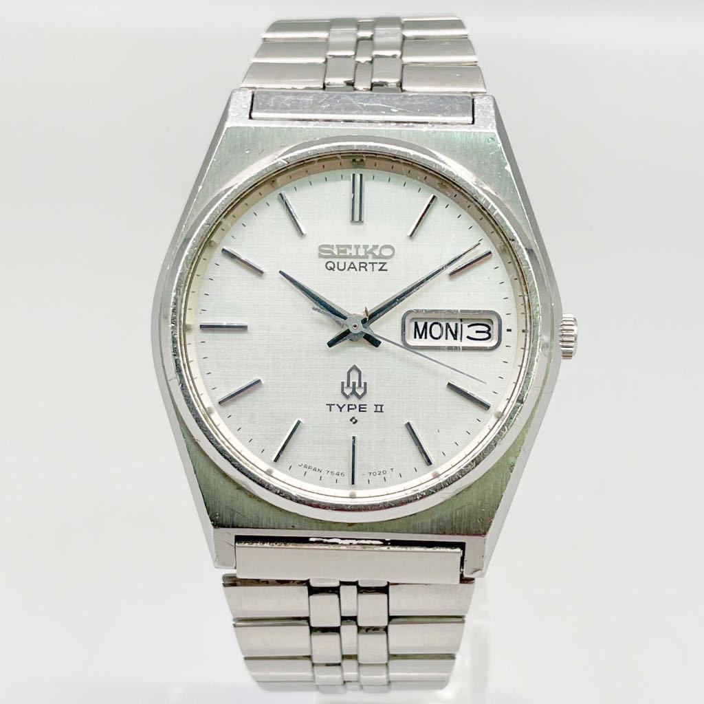 ✨SEIKO✨セイコー✨デイデイト✨7546-7050✨クォーツ✨腕時計✨ SEIKO セイコー クォーツ TYPE2 7546-7050白文字盤 シルバー