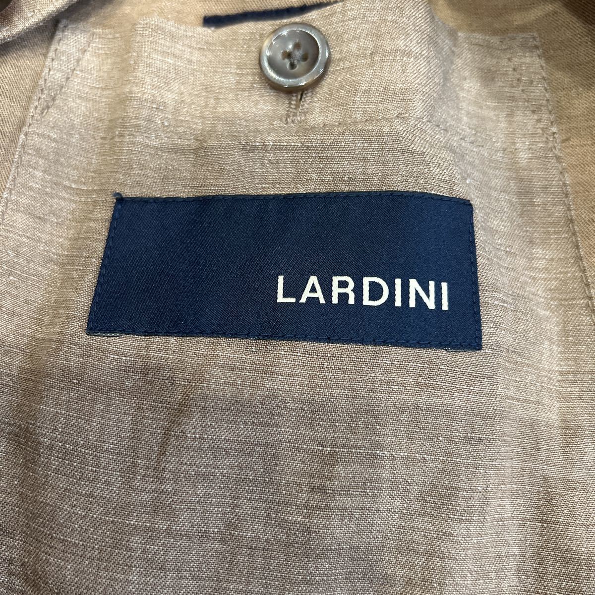 ラルディーニ 麻スーツ 定価16万円□最高級LARDINI麻混ヘリンボーン調