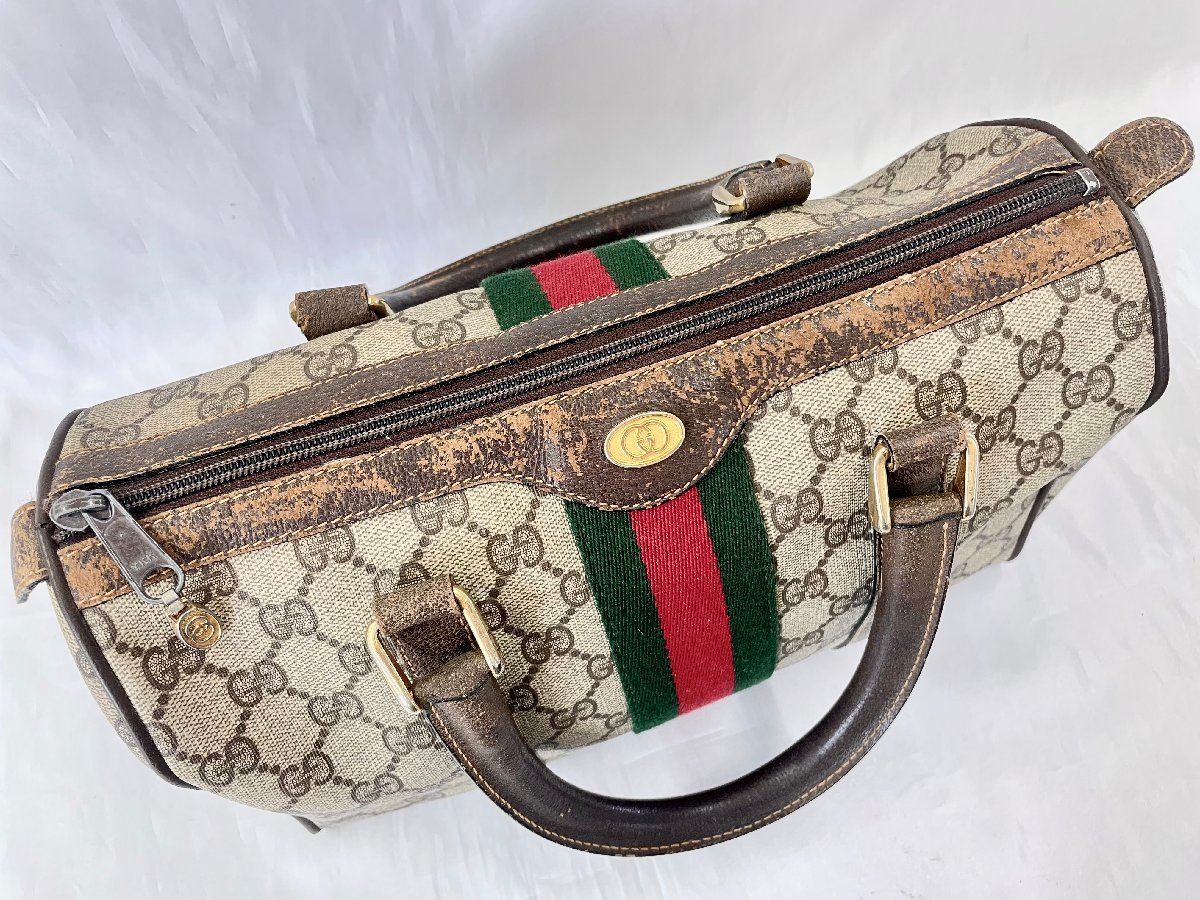 1円スタート☆【GUCCI】オールドグッチ シェリーライン ボストンバッグ