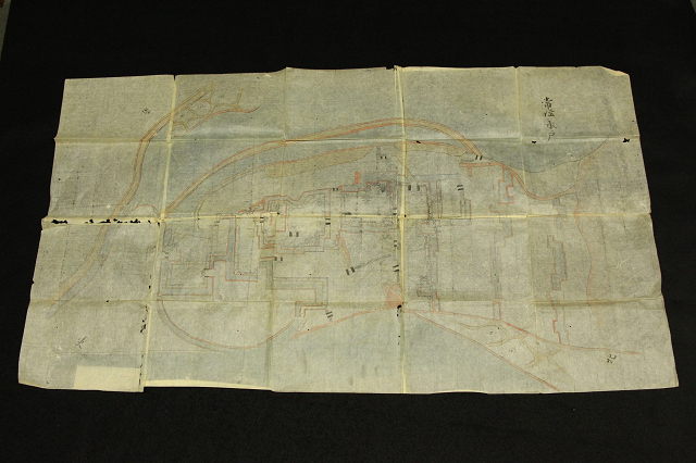 ☆南美☆常陸水戸　下館城　土浦　古地図（検）甲冑・鎧・武器・武具・鎧部品・馬具・火縄銃・弓・古書・古地図 99&frasl;01〕明治4年の土浦城地図