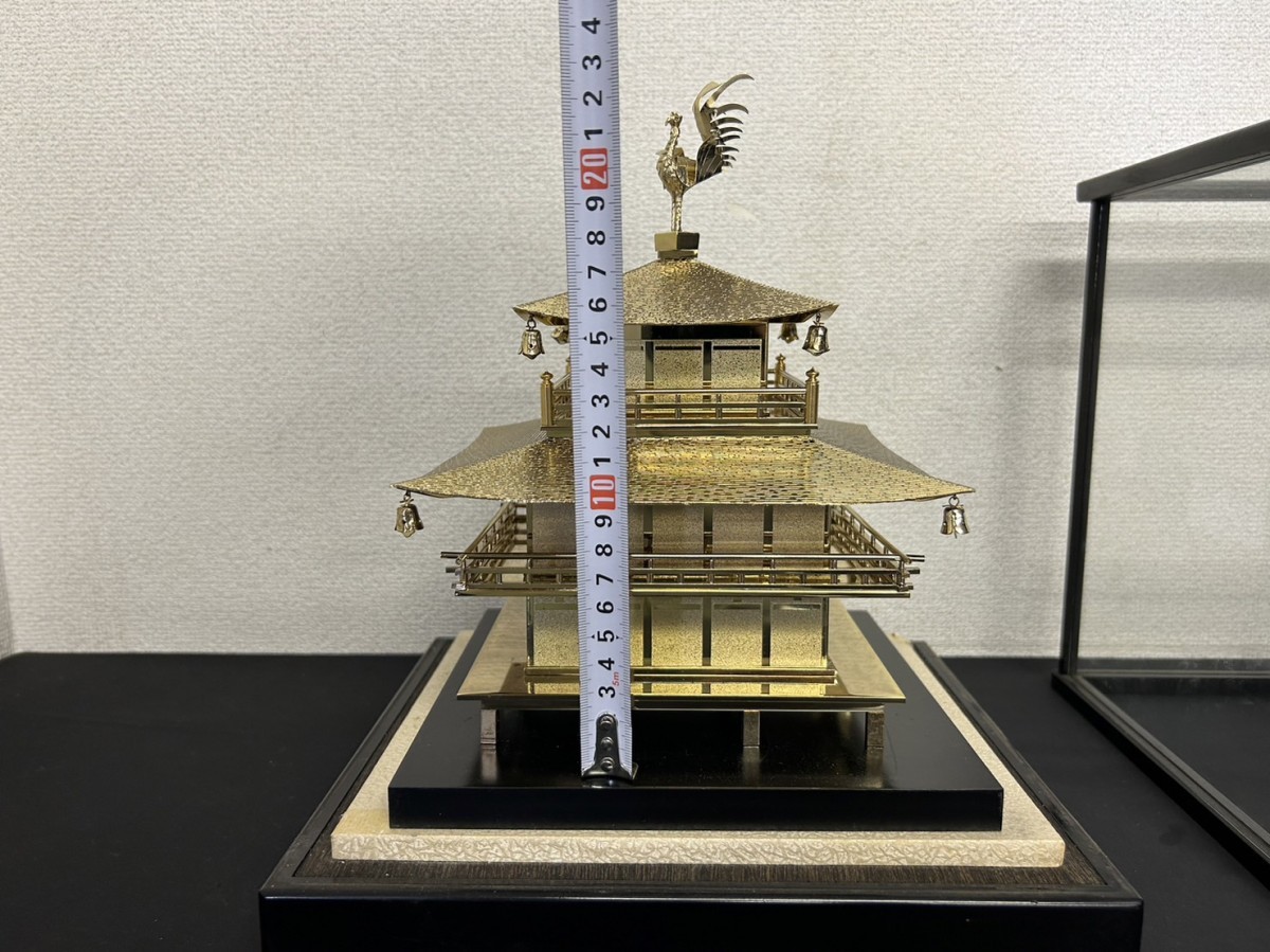 A3 金閣寺 金属製 和風 ガラスケース入り 置物 京都 招福 金属工芸品 