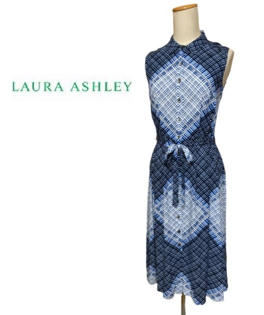 LAURA ASHLEY【ローラアシュレイ】ブルー 爽やか ワンピース 7号