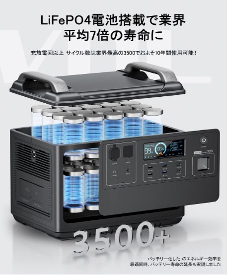 新品】 VDL ポータブル電源 HS2000 2000W 624000mAh 1997Wh リン酸鉄