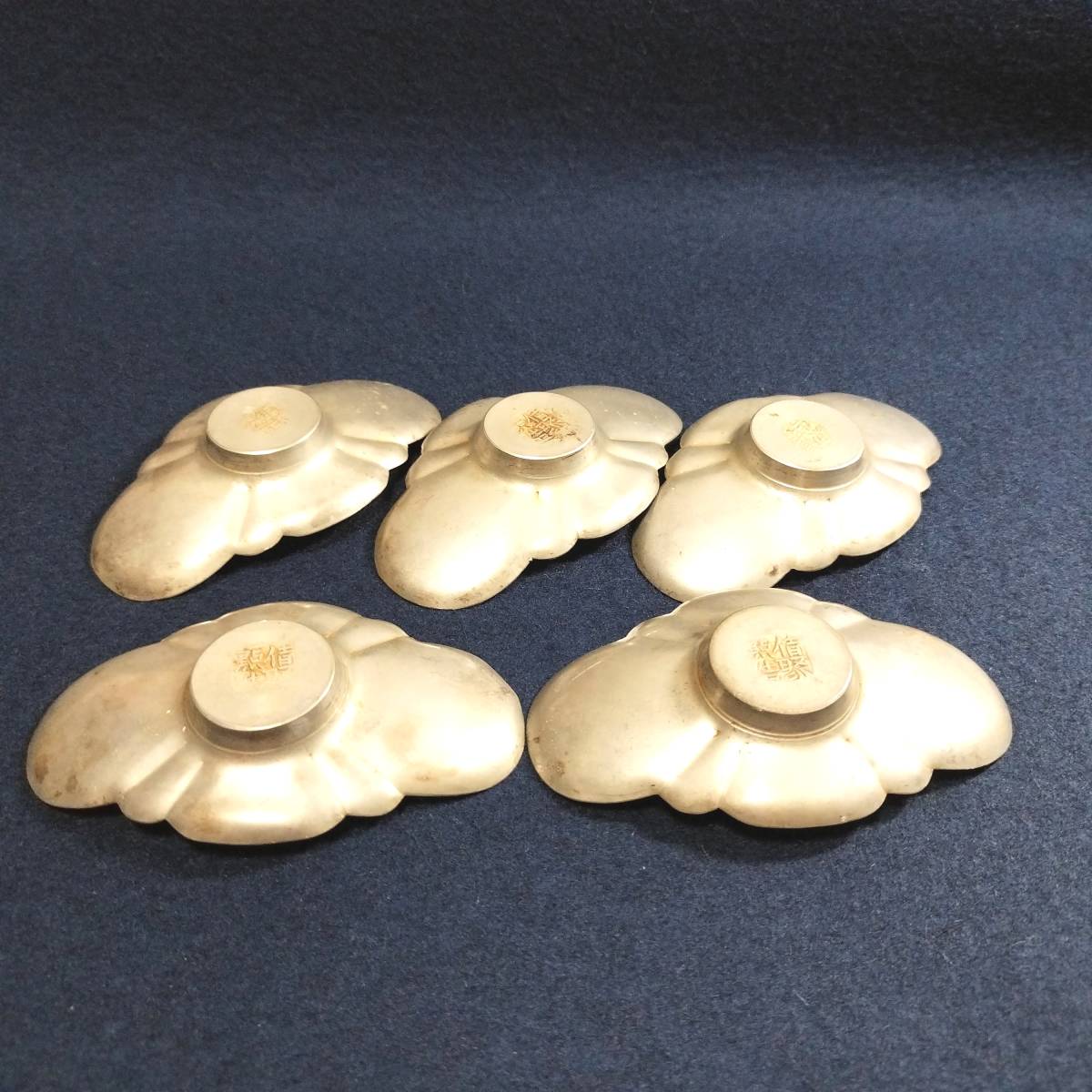 煎茶道具 乾茂號造 中国古玩 茶托 錫製 茶道具 茶器 極上品 時代物 五
