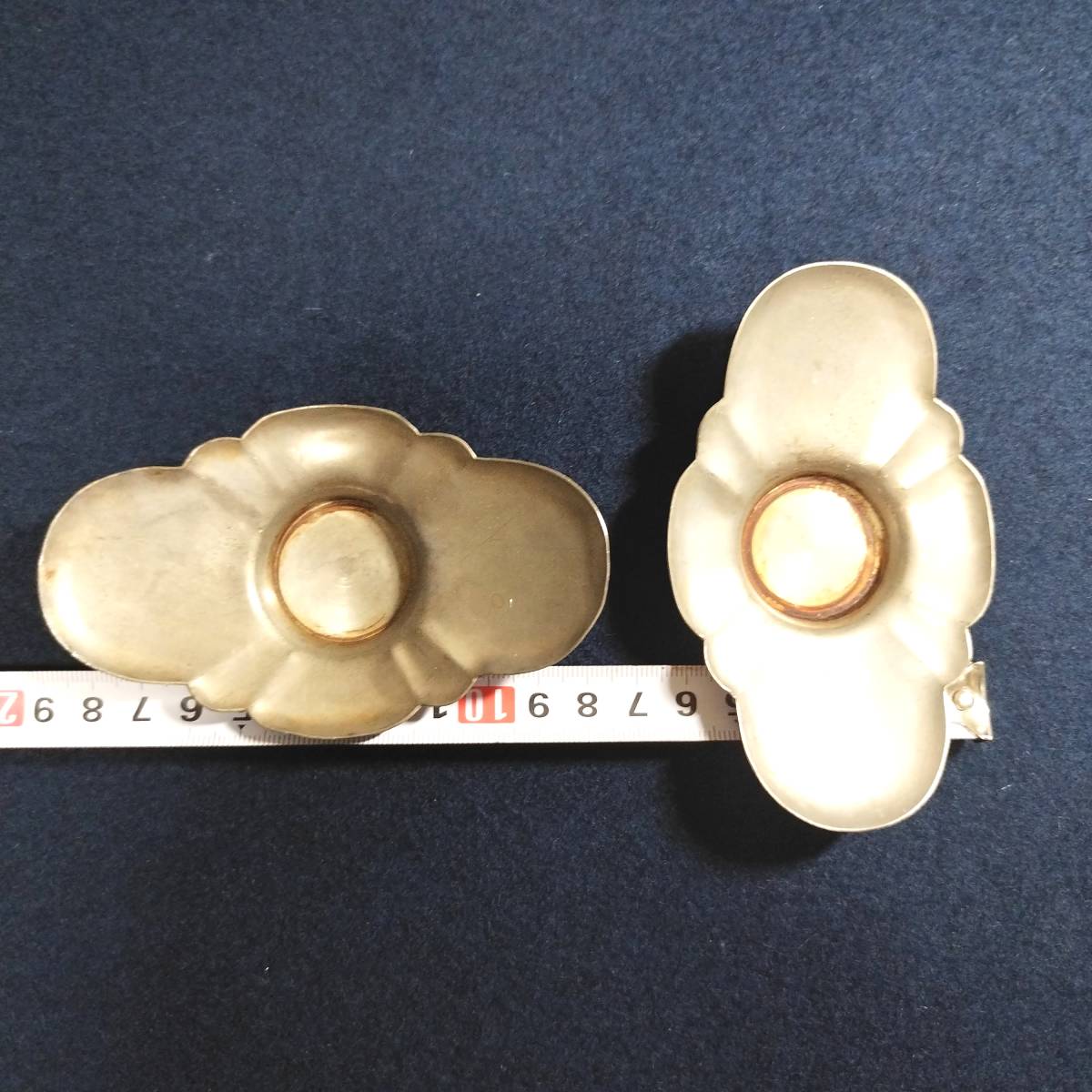 唐物◇古錫 借聚鮎造 茶托 5枚揃◇錫製 在銘 中国古玩 約170g 茶道具 