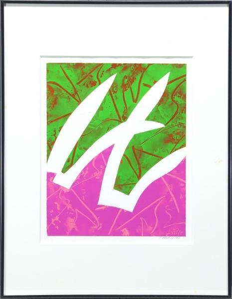 真作】【WISH】原健「飛華」紙に油彩 2003年作 抽象絵画 〇
