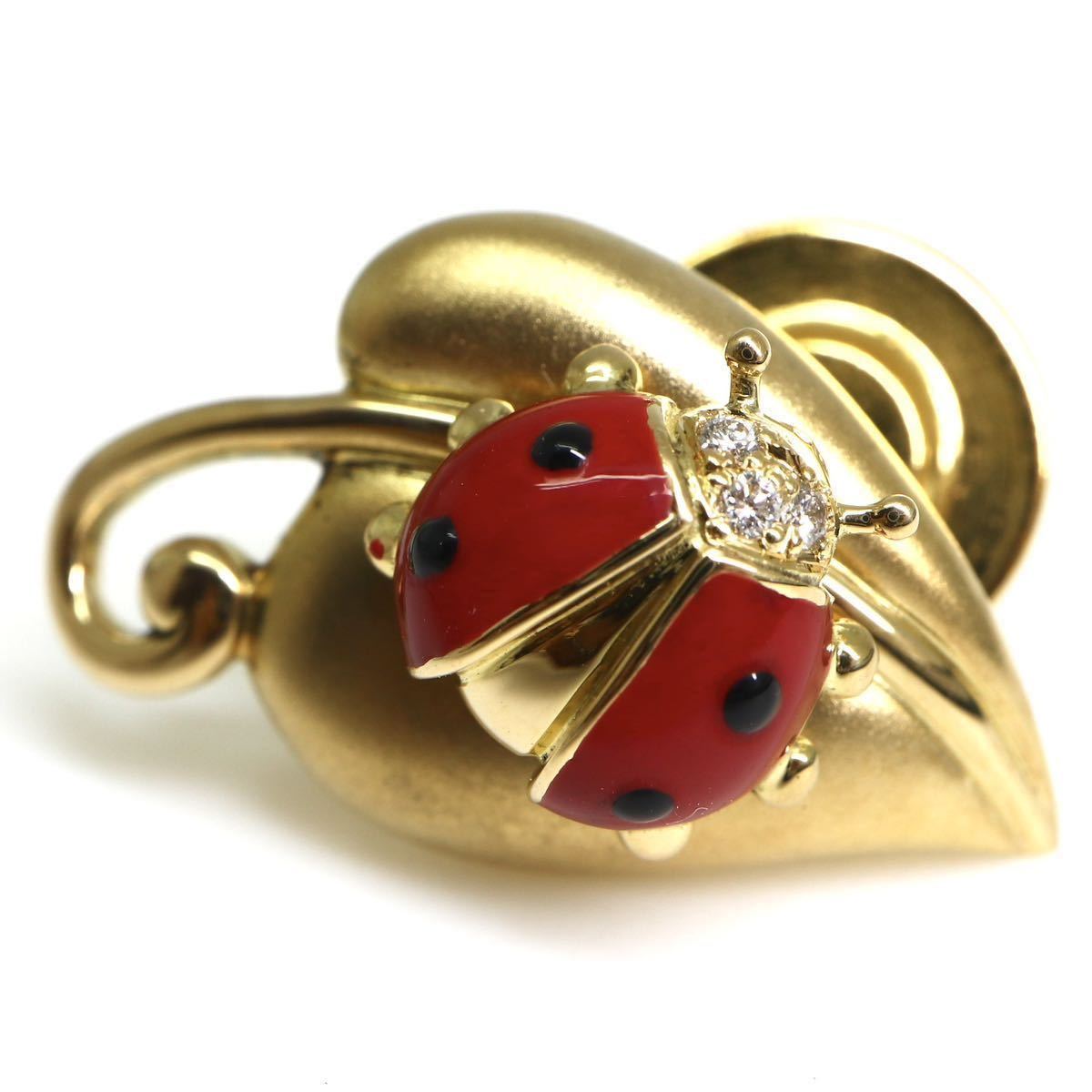 可動式!!WALTHAM(ウォルサム)◆天然ダイヤモンド てんとう虫モチーフ ブローチ◆U 7.3g 0.02ct diamond jewelry ジュエリー ED1/ED1