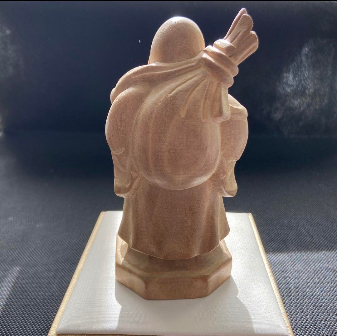 木彫り 布袋尊 七福神・木彫り・万歳・布袋尊・置物・縁起物・No 