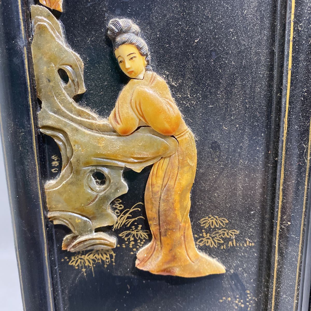 中国古美術 中国美術工芸品 ミニ6連衝立 中国屏風 サイズ 縦36㎝×横70